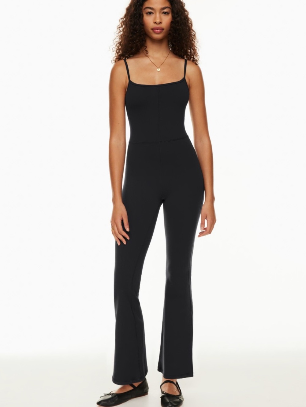 Aritzia Black Slim Boot-Cut Jumpsuit with Spaghetti Straps